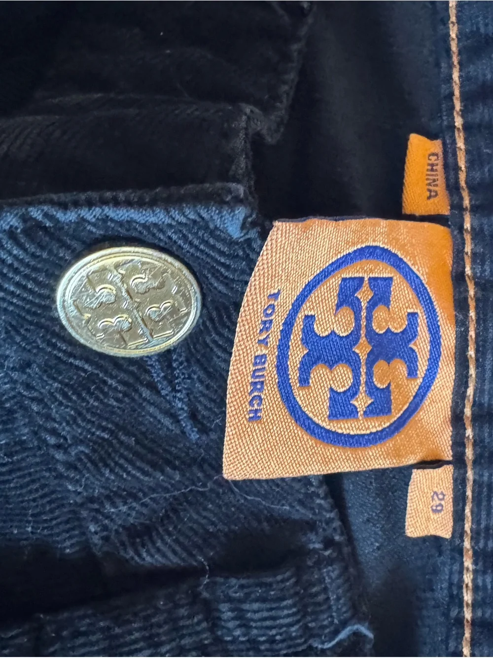 Tory Burch Black Pants with Orange Logo Tab